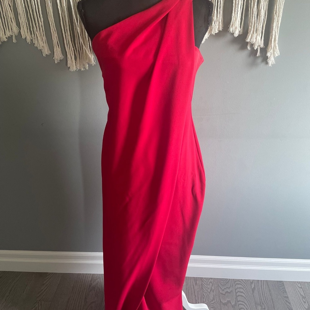 Betsy & Adam Red Grecian Dress